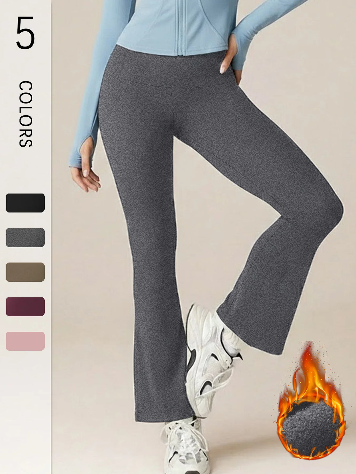 High Waisted Fleece lining Flare Leggings for Women - Super Soft Pants
