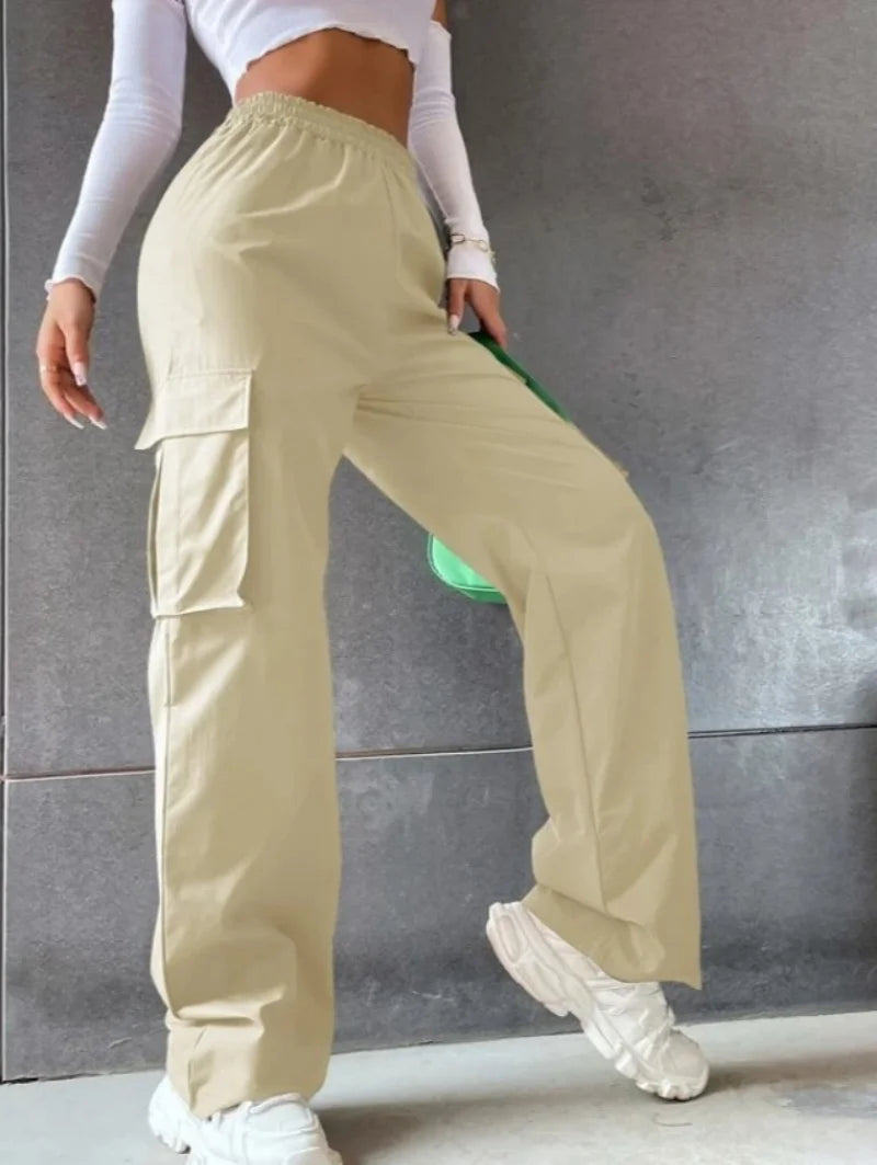 Women's High-Waisted Wide-Leg Cargo Pants