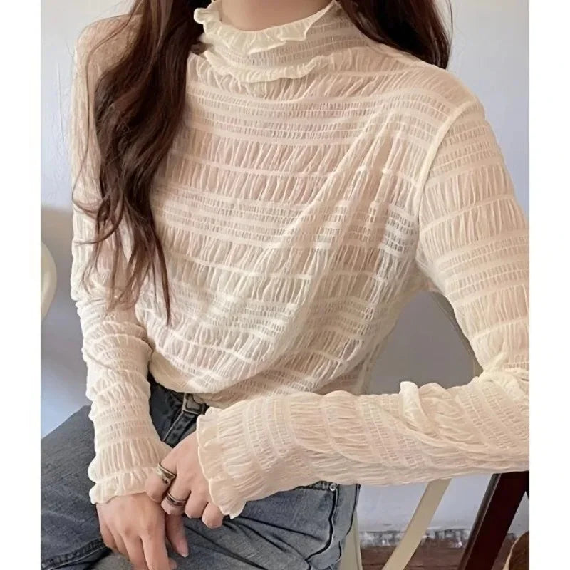 New Women Floral Lace Shirt