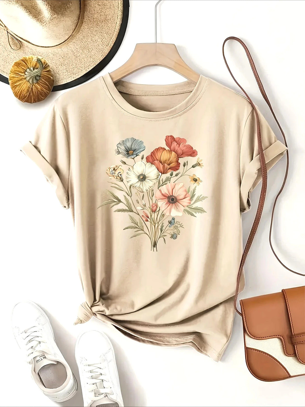 Floral Fashion Tee Breathable Women's Casual Fashion T-Shirt