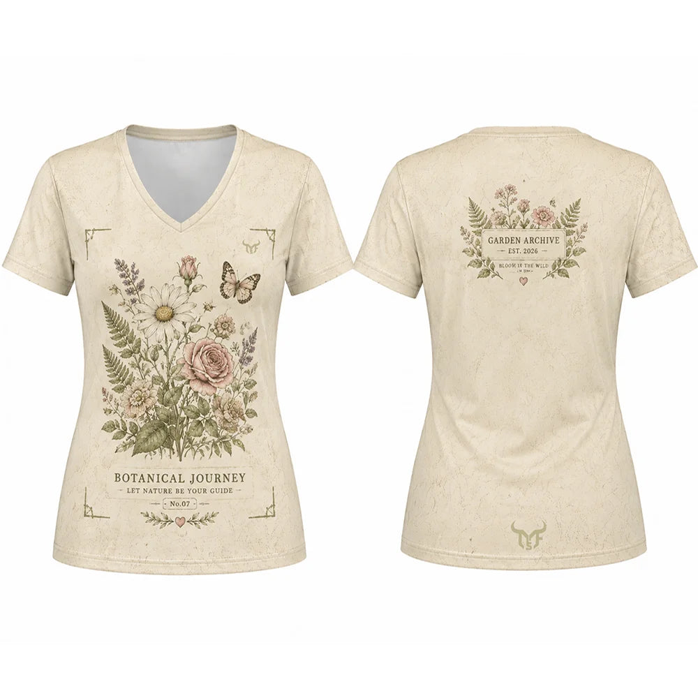 Women Vintage Botanical Floral Print T-shirt