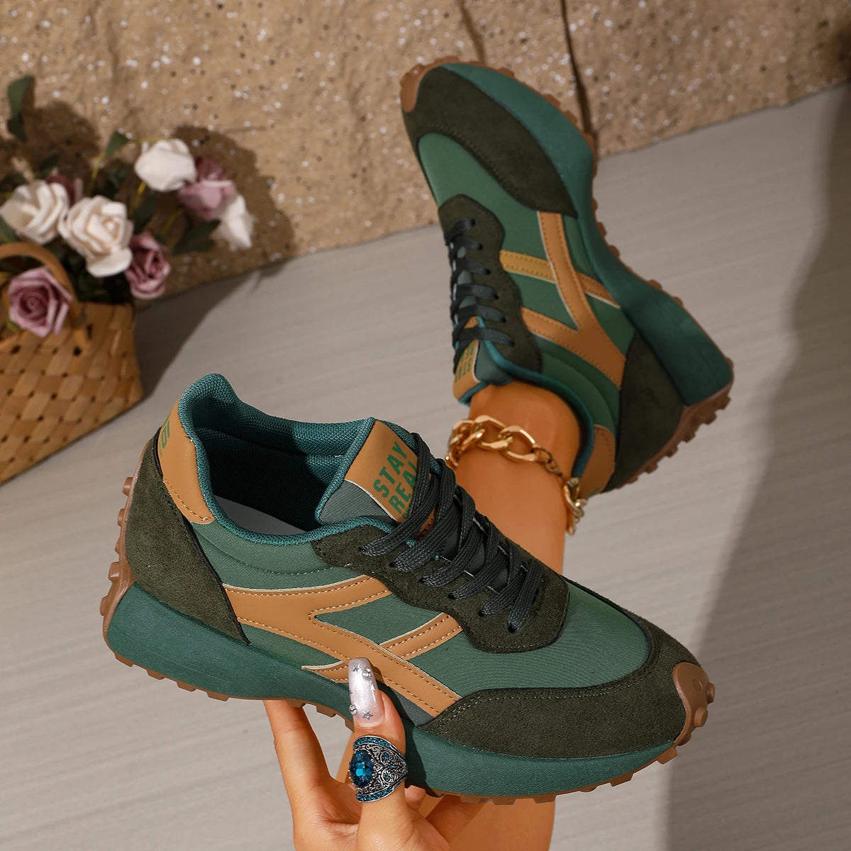 Women Sneakers  Casual Woman Lace Up Sport Shoes