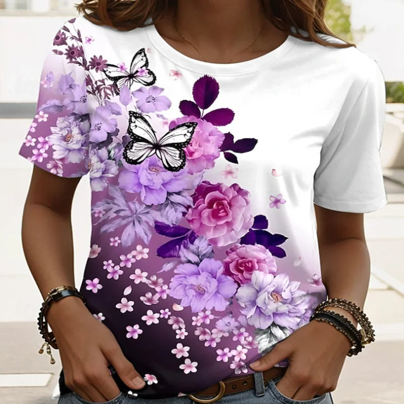 Women's Casual Floral Print T-Shirt