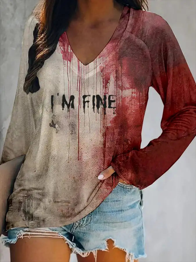 Halloween Bloody Print 3D Graphic Long Sleeve T-Shirt