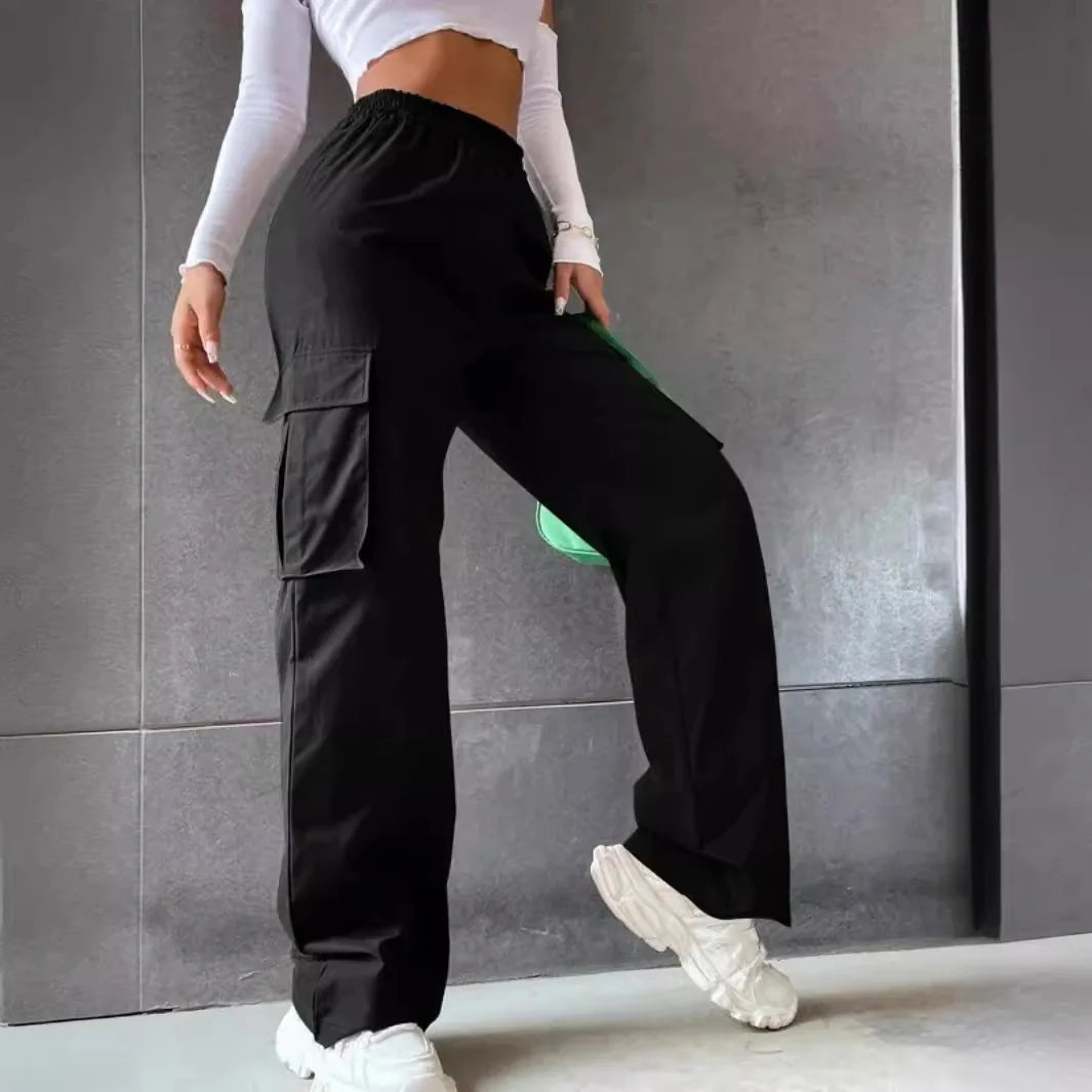 Women's High-Waisted Wide-Leg Cargo Pants
