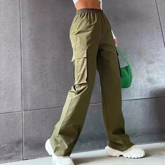Women's High-Waisted Wide-Leg Cargo Pants