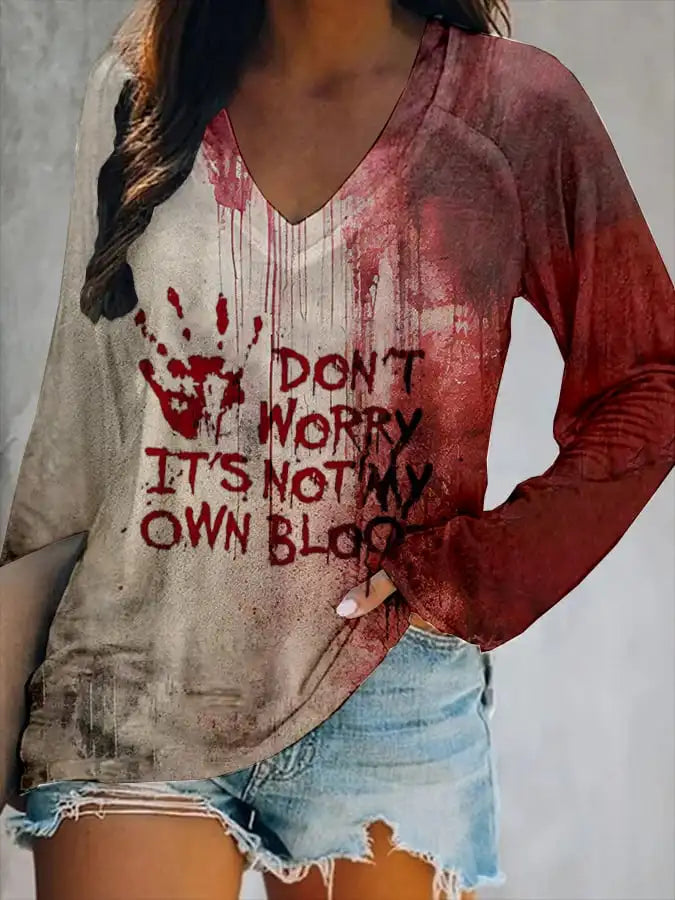 Halloween Bloody Print 3D Graphic Long Sleeve T-Shirt