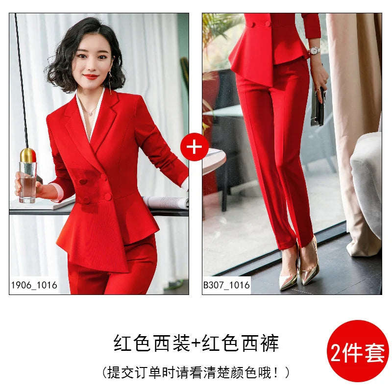 Fashion Red Pant Suits For Women