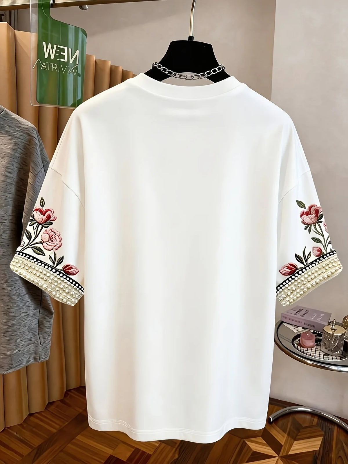 Women's Floral Bird and Butterfly Digital Print Short-Sleeve T-Shirt