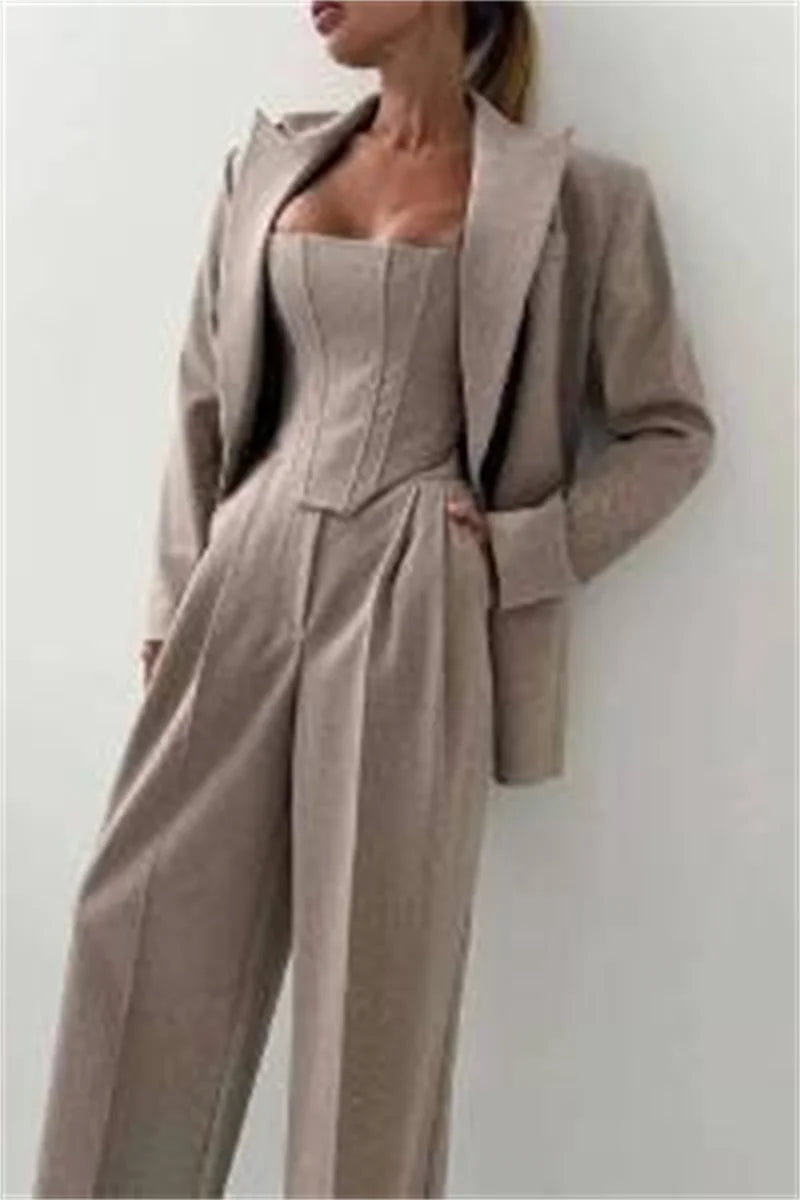 3 Pieces Herringbone  Outfit