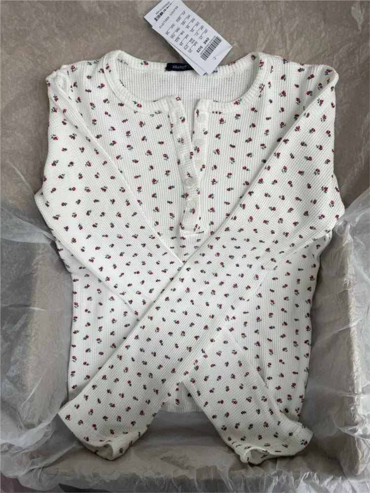 Floral Print Waffle T-Shirt