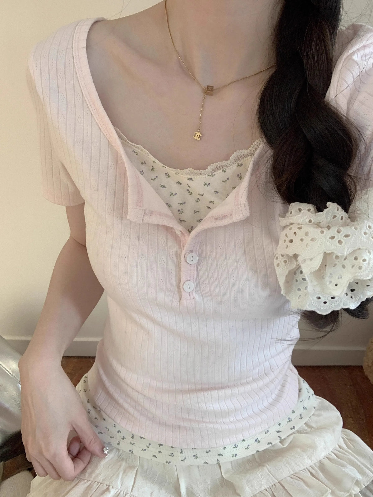 Pure Desire Floral Print Short Sleeve T-Shirt