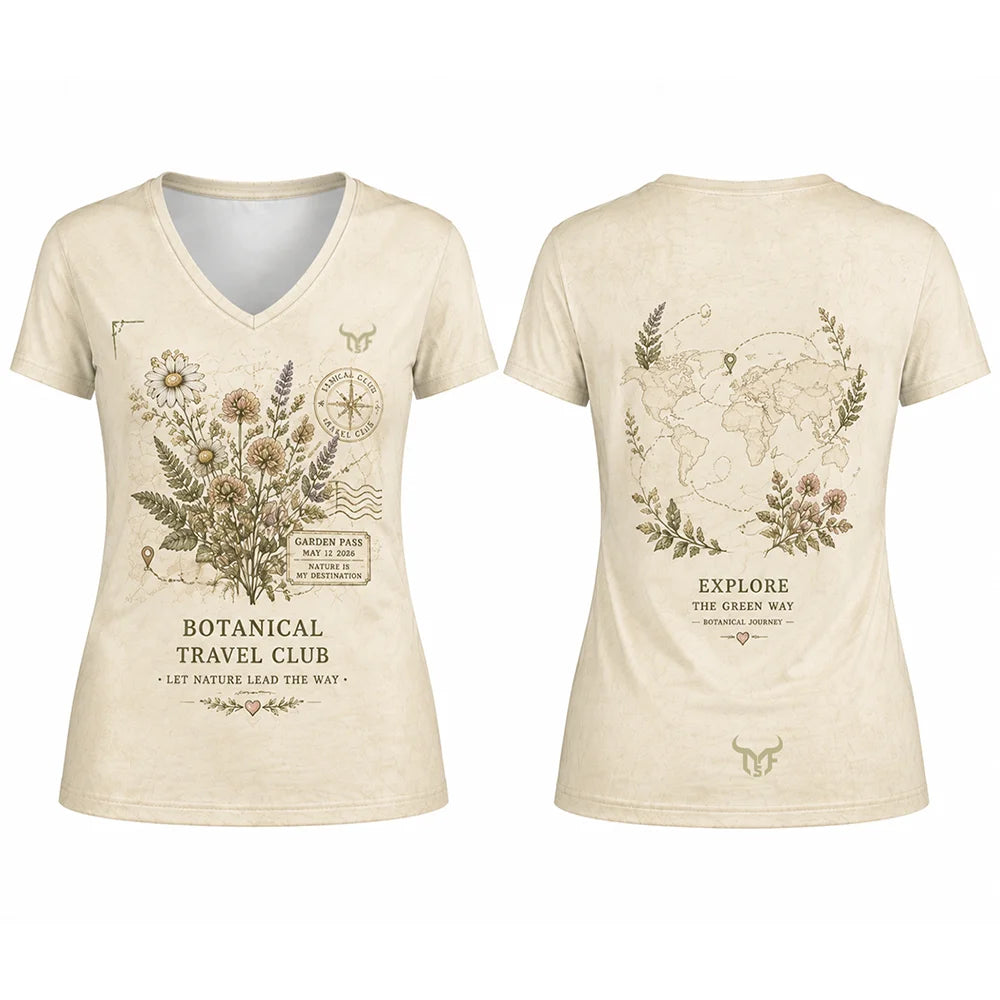 Women Vintage Botanical Floral Print T-shirt