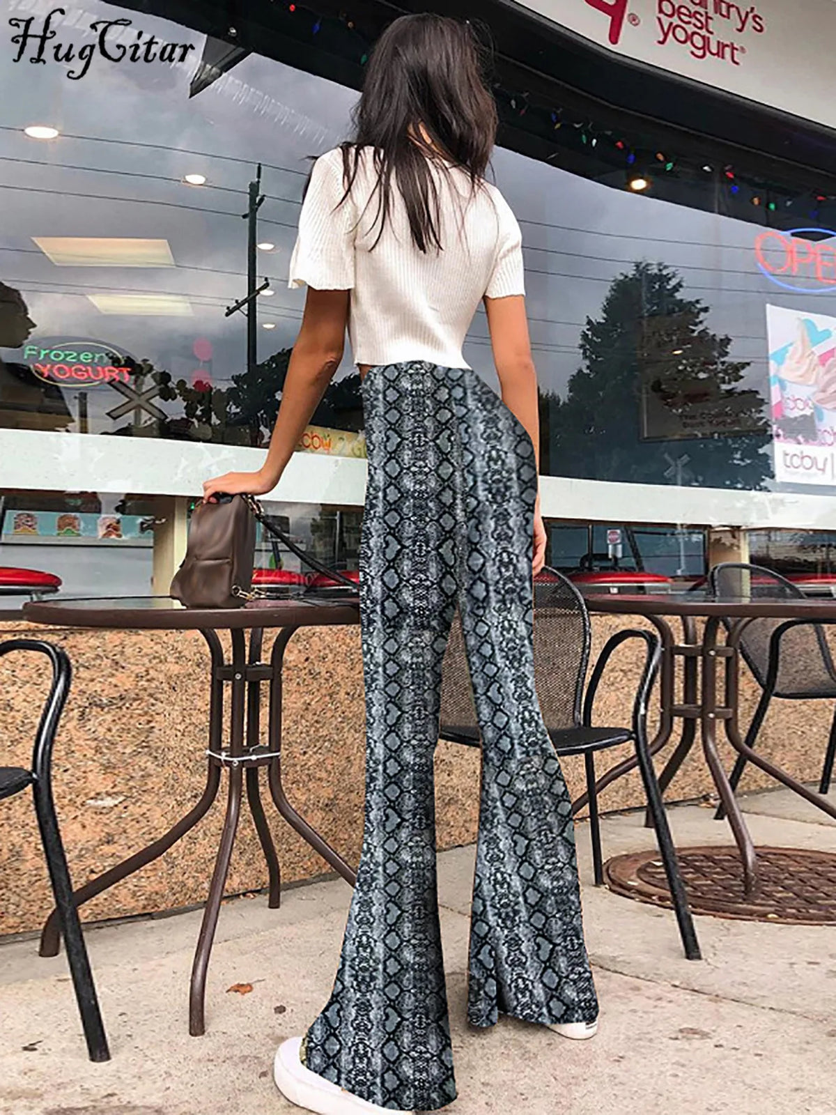 Hugcitar High Waist Leopard Print Flare Leggings