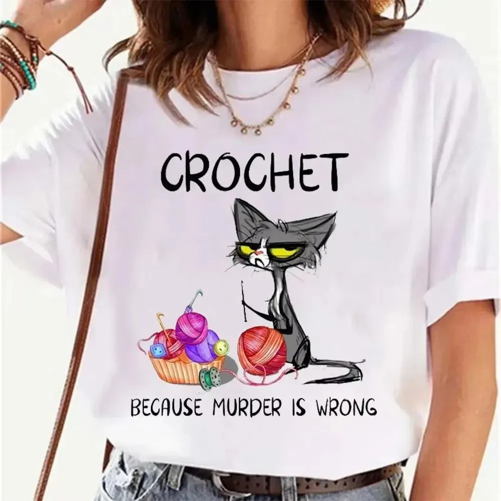 T Shirt Women Funny Cat Tshirt