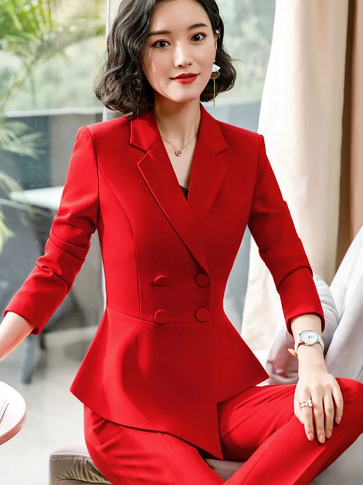 Fashion Red Pant Suits For Women