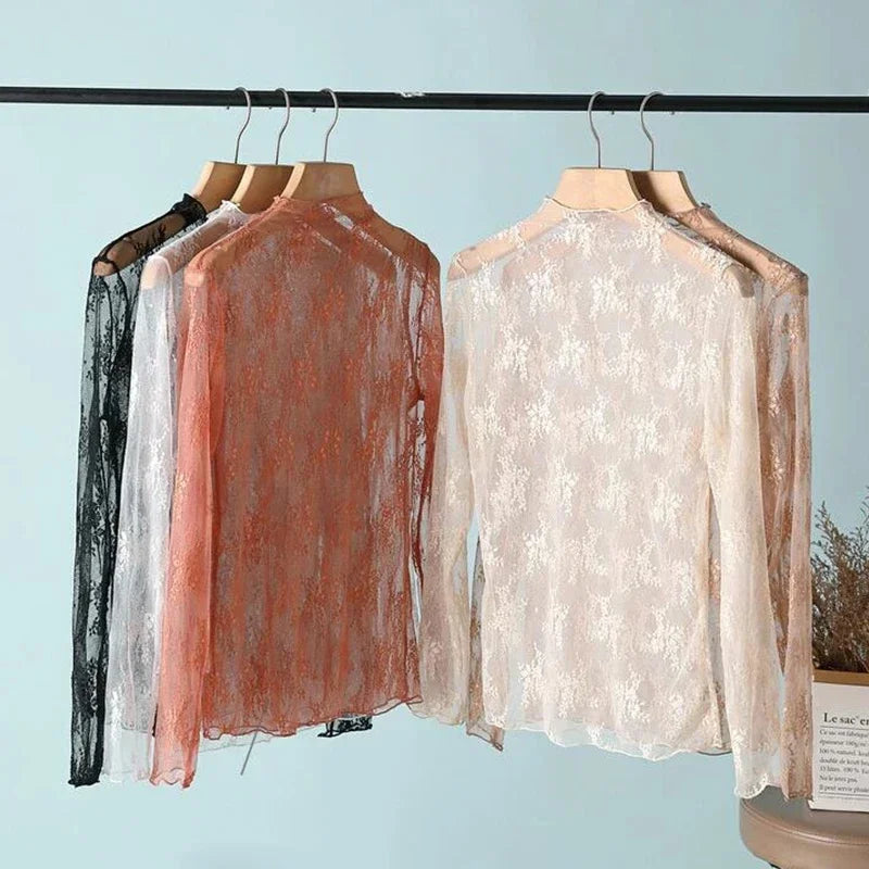 New Women Floral Lace Shirt