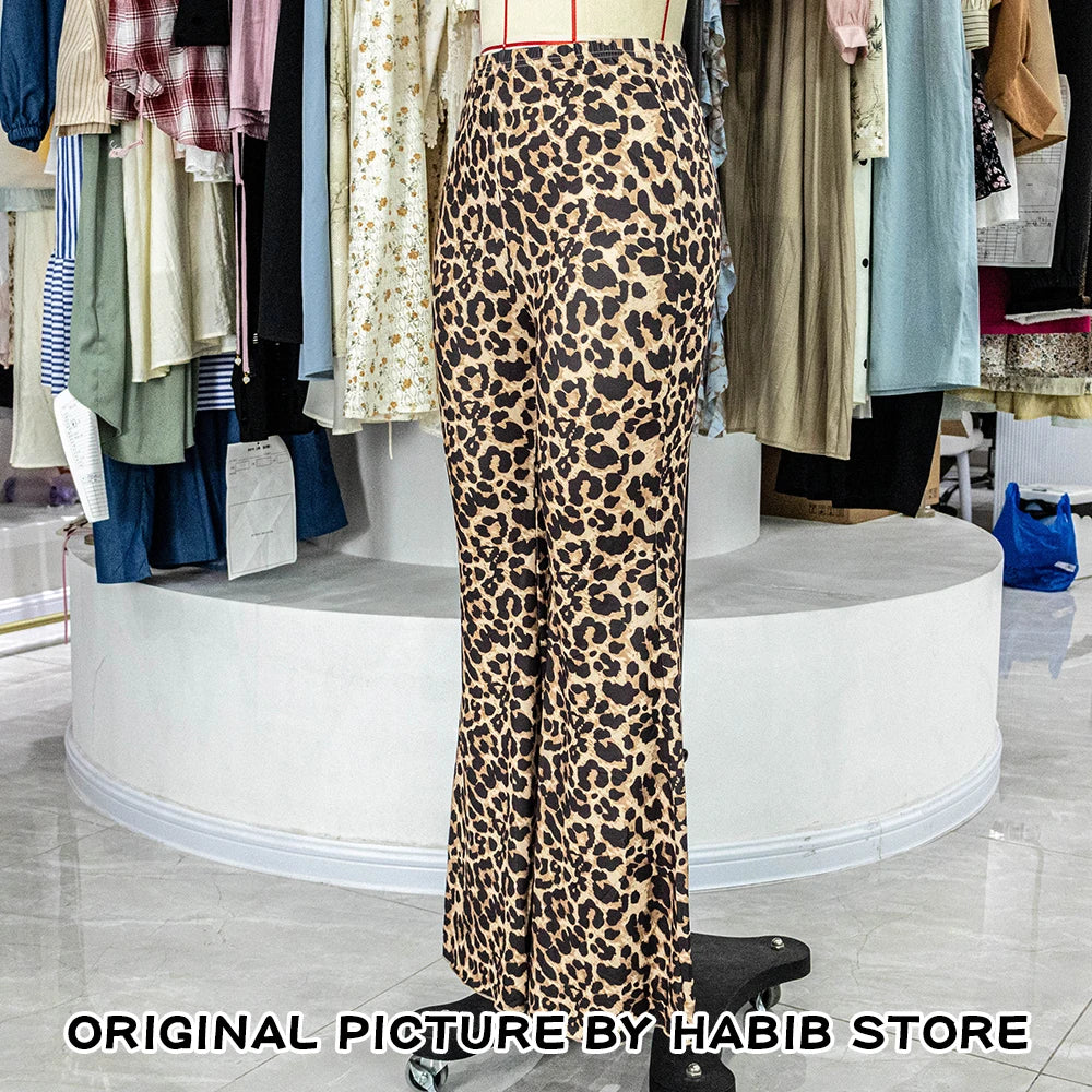 High Waist Leopard Print Flare Leggings Pants