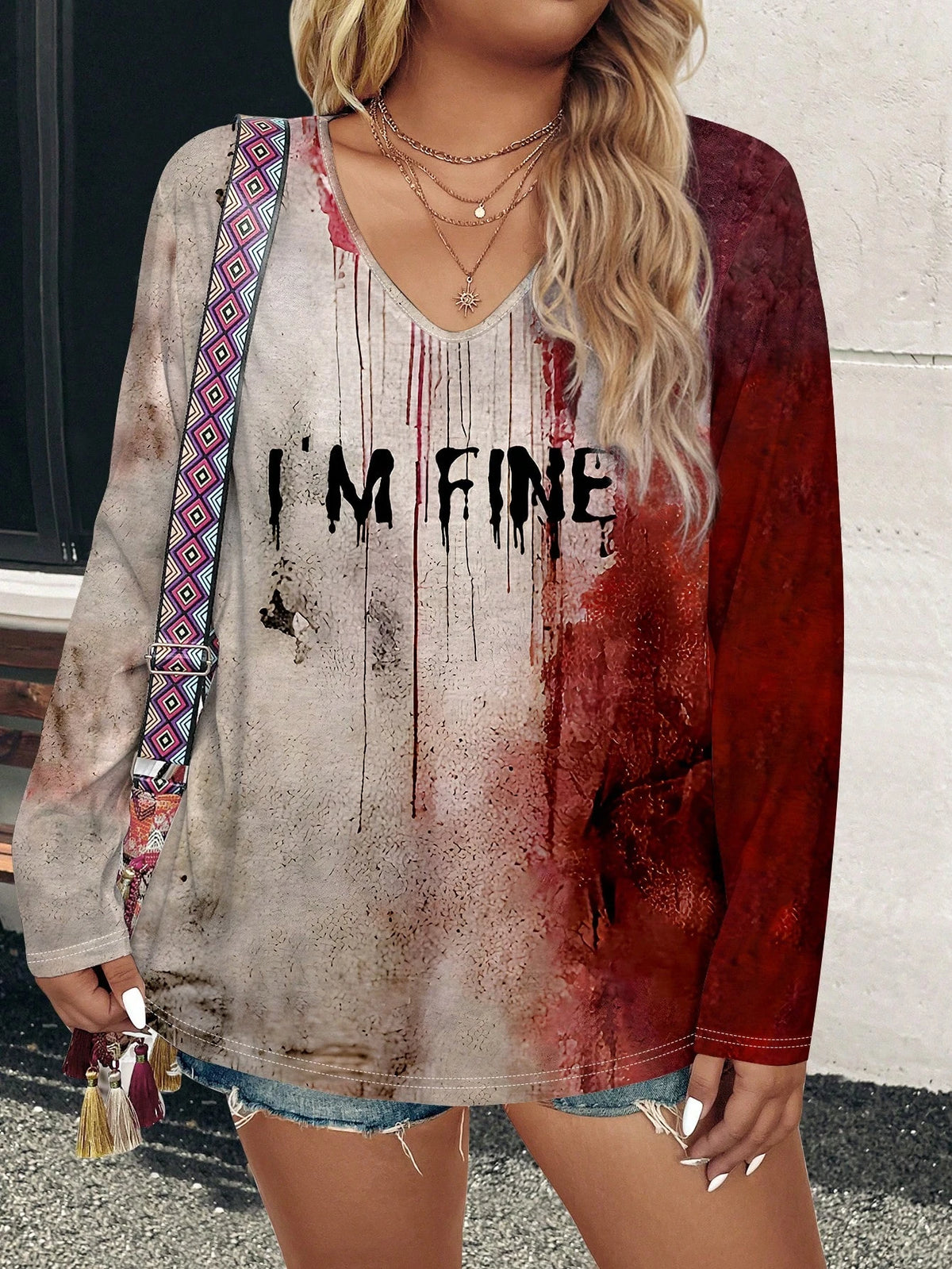 Halloween Bloody Print 3D Graphic Long Sleeve T-Shirt
