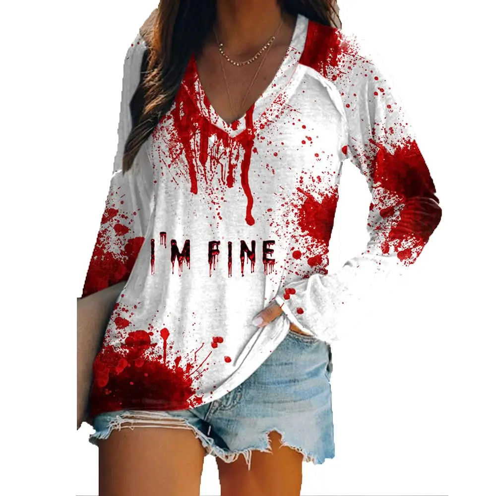 Halloween Bloody Print 3D Graphic Long Sleeve T-Shirt