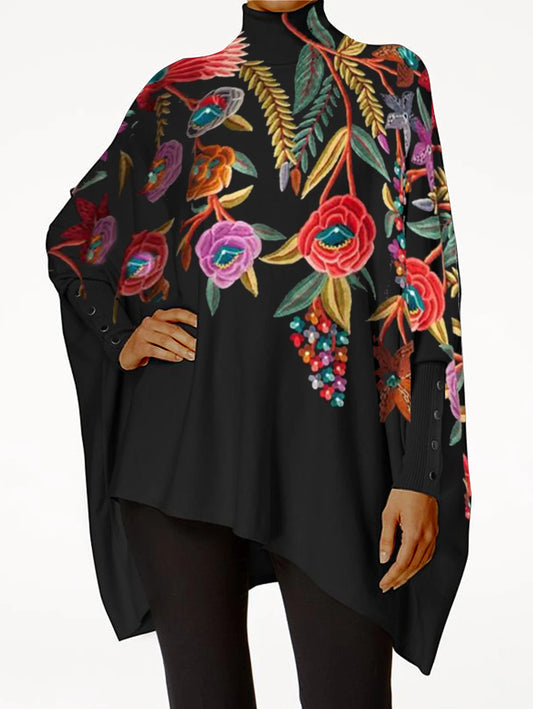 Turtleneck Floral Printed Tshirt