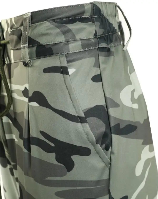 Cargo Pants for Women Camouflage Print Drawstring Pocket
