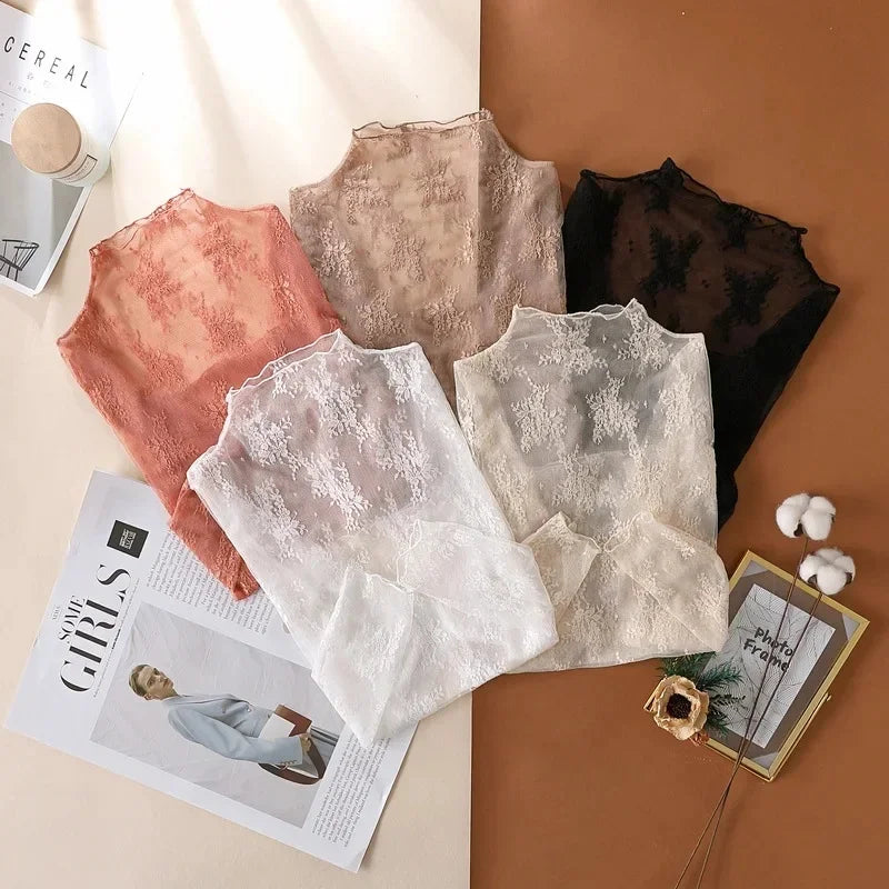 New Women Floral Lace Shirt