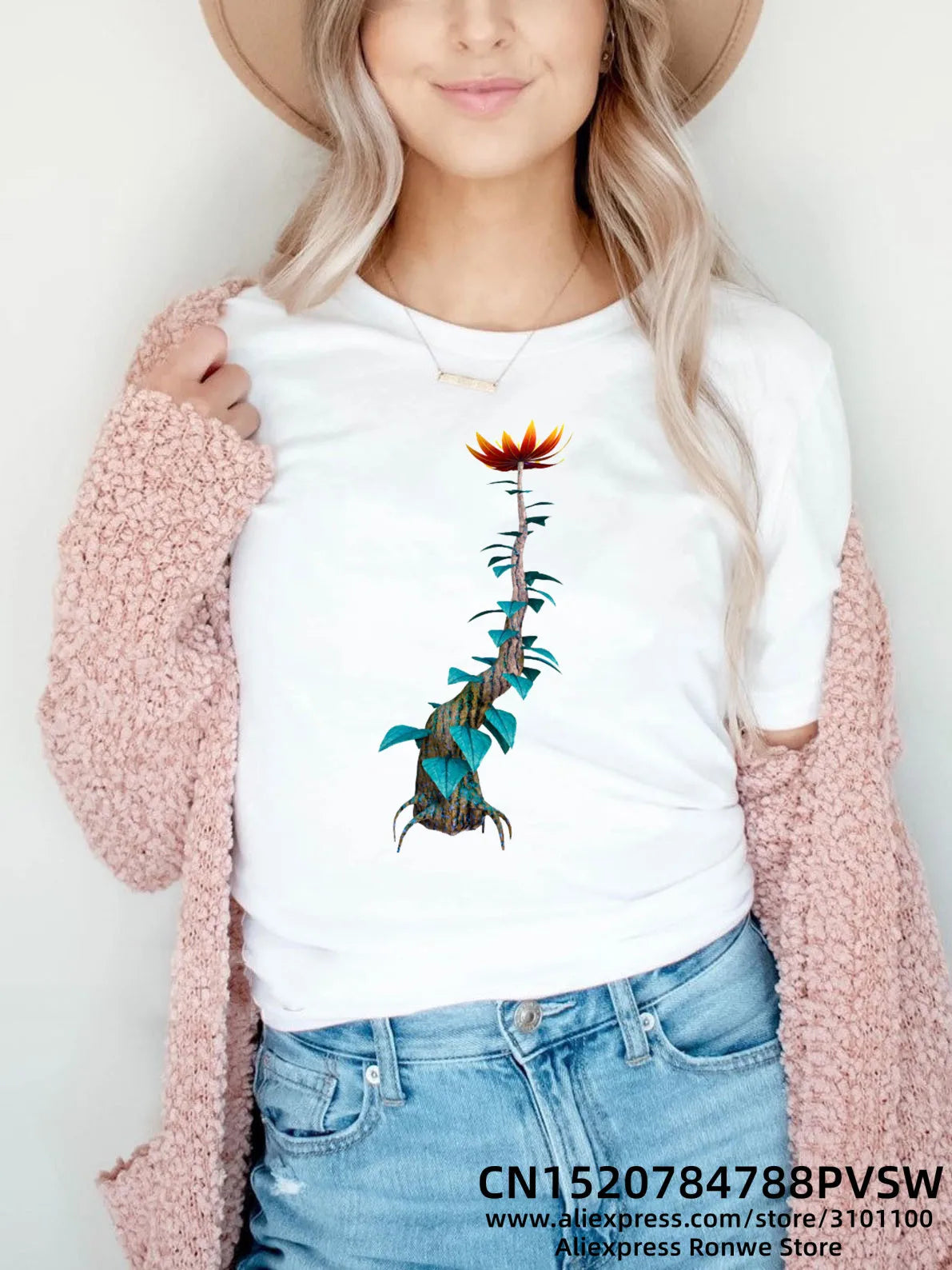 Flower Butterfly Women Print T-shirt