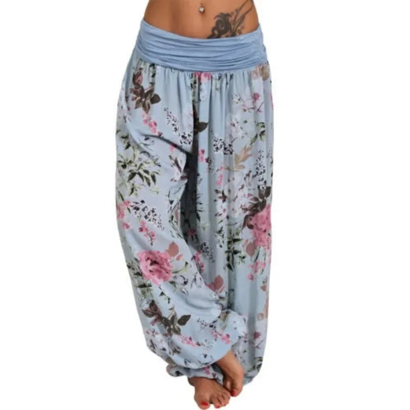 Ladies Fashion Print Wide Leg Pants