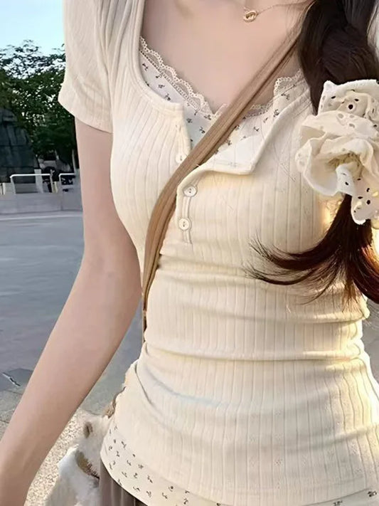 Pure Desire Floral Print Short Sleeve T-Shirt