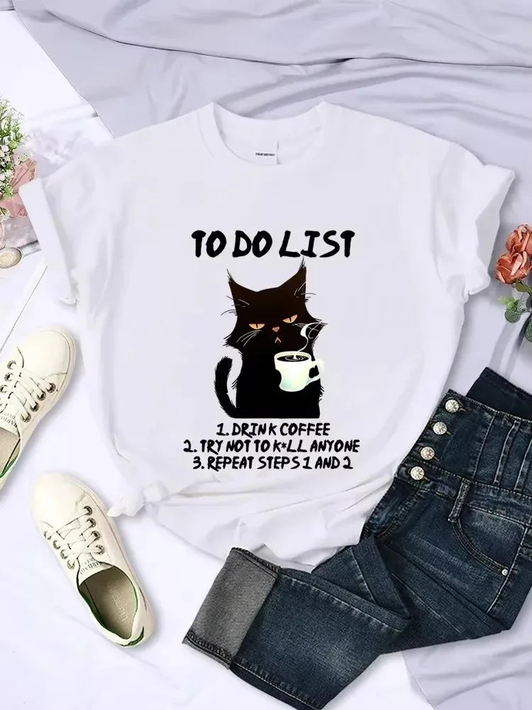 T Shirt Women Funny Cat Tshirt