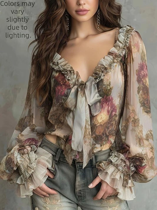 Women's Vintage Floral Print Shirt