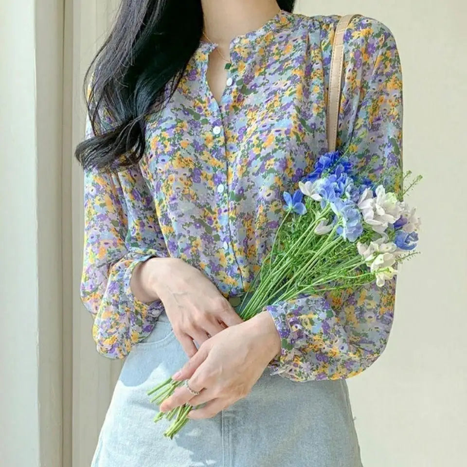 Women Floral Chiffon Blouse