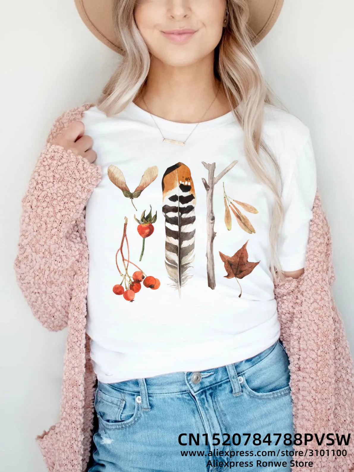 Flower Butterfly Women Print T-shirt