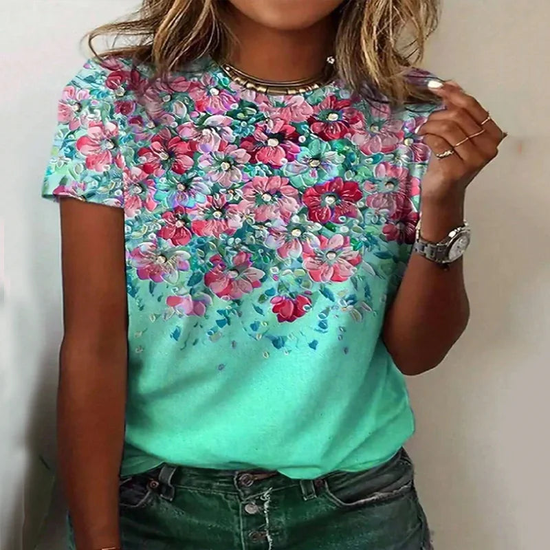 Women's Casual Floral Print T-Shirt