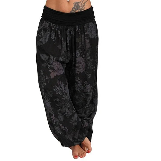 Ladies Fashion Print Wide Leg Pants