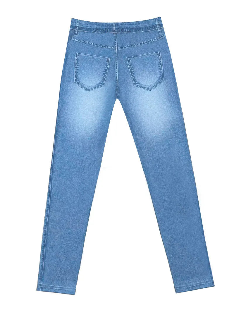 Ladies Printed Denim Look
