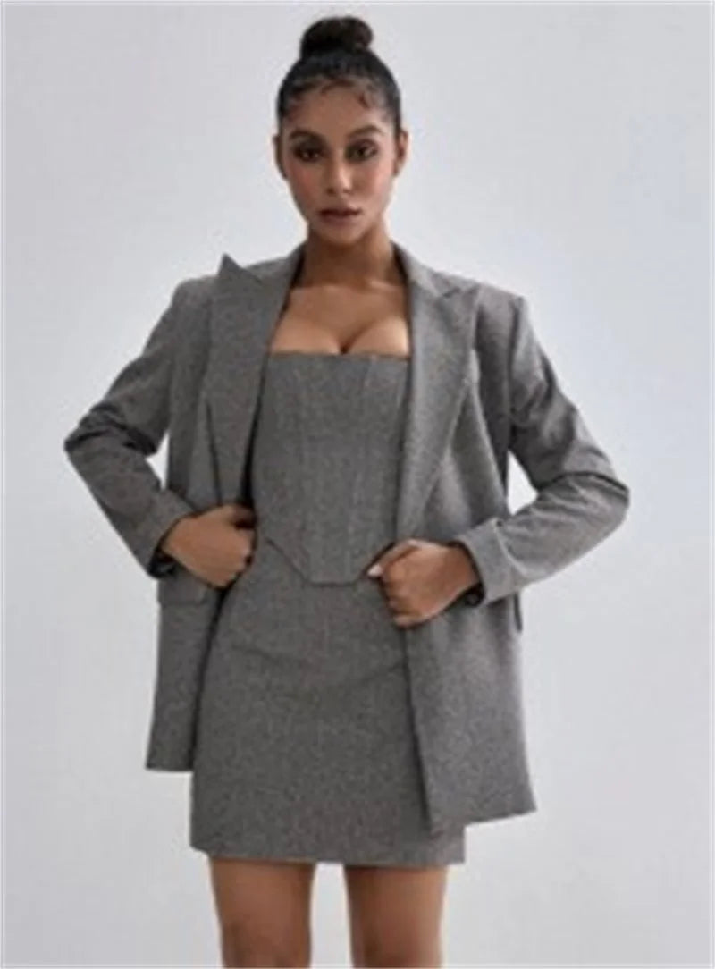 3 Pieces Herringbone  Outfit
