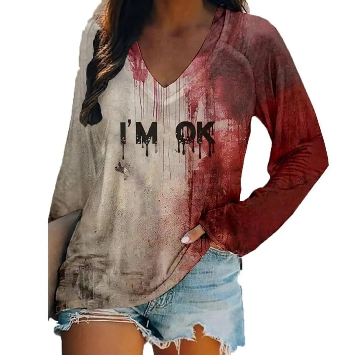 Halloween Bloody Print 3D Graphic Long Sleeve T-Shirt