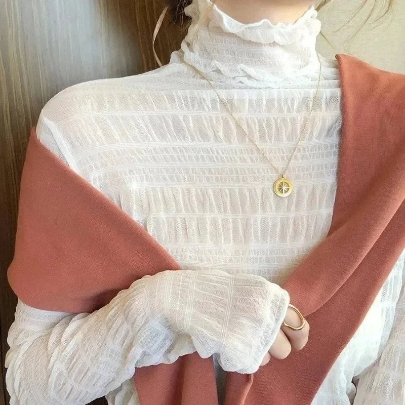 New Women Floral Lace Shirt