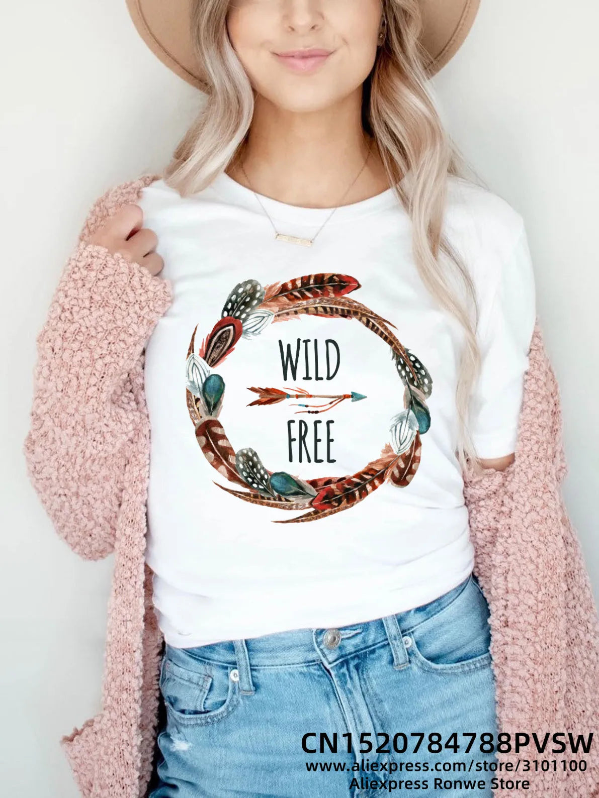 Flower Butterfly Women Print T-shirt