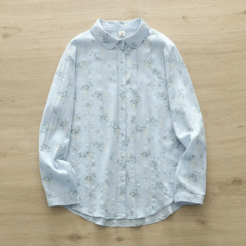 New Floral Printed Women's Long Sleeve Shirt