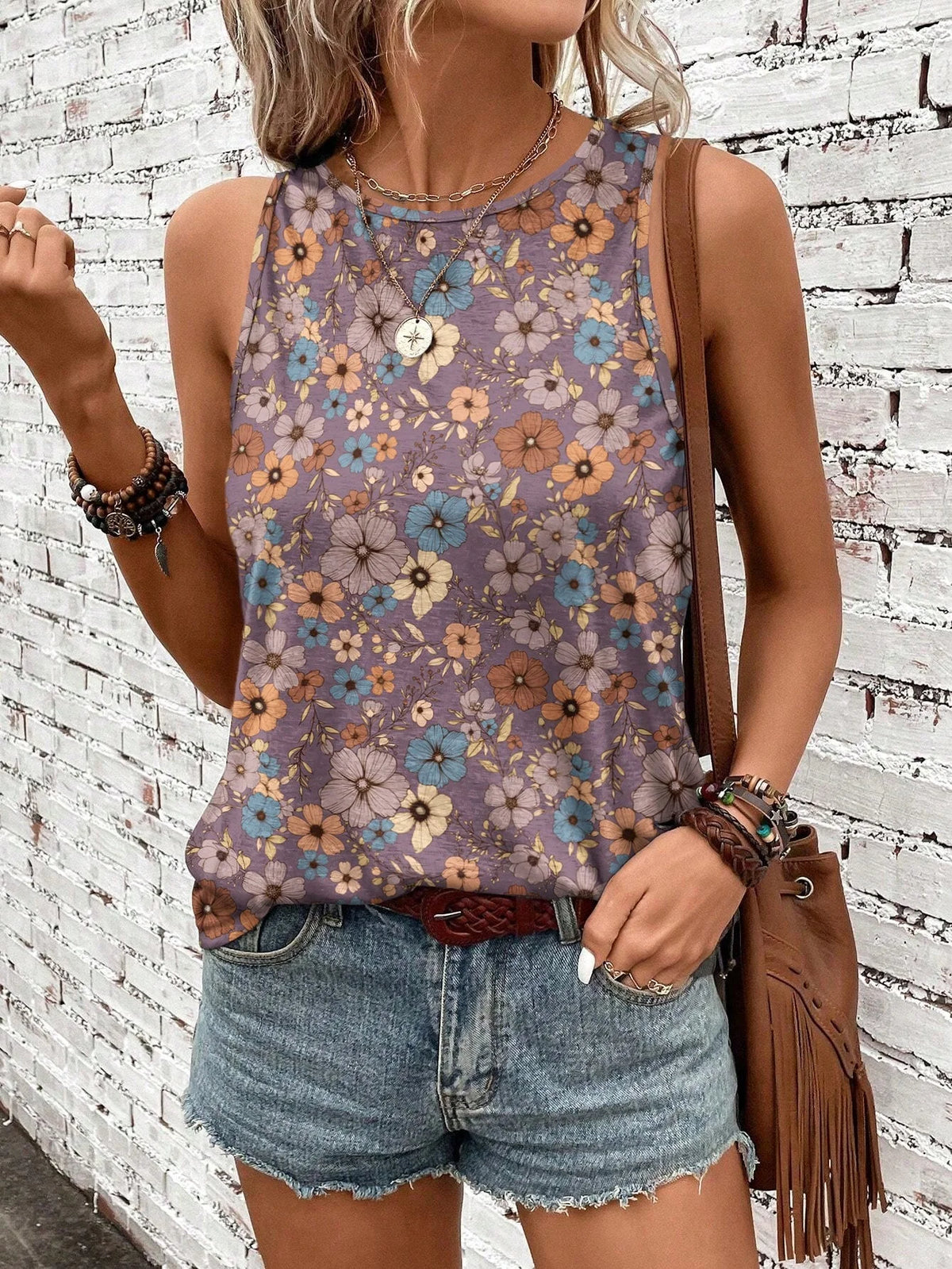 Women's floral print tank top,