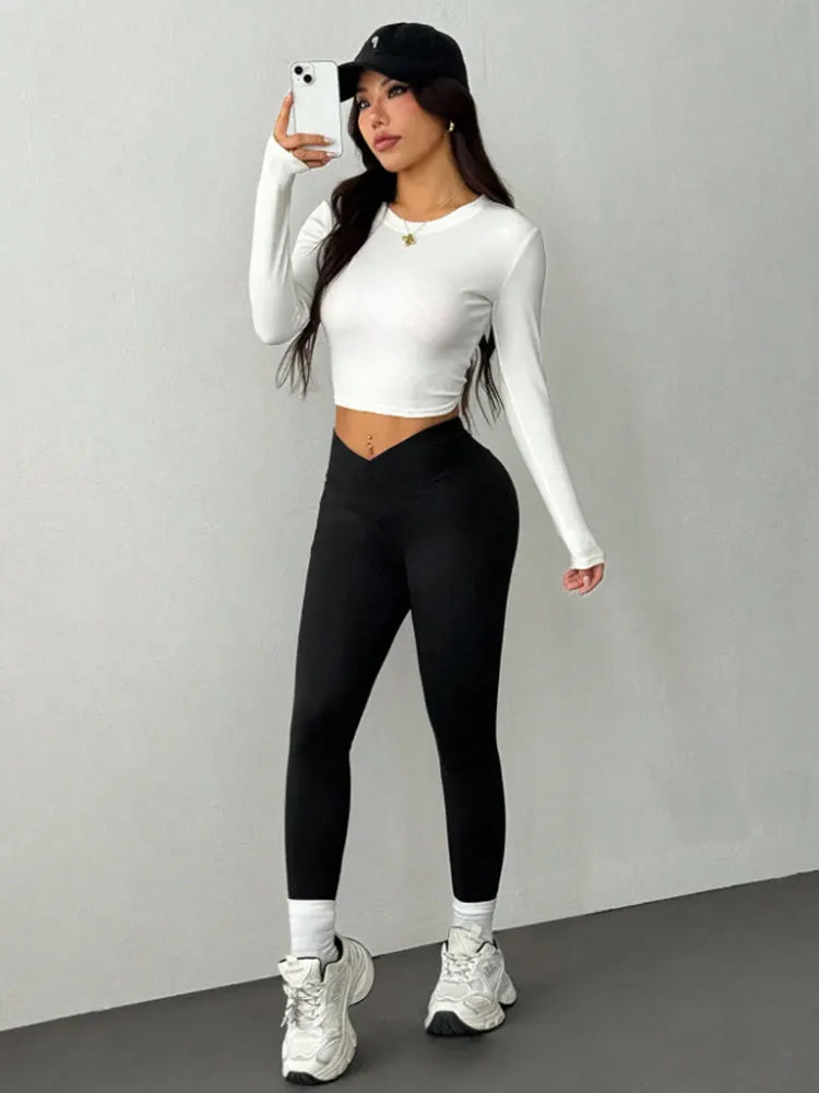 Stylish Cross Waist Yoga Pants