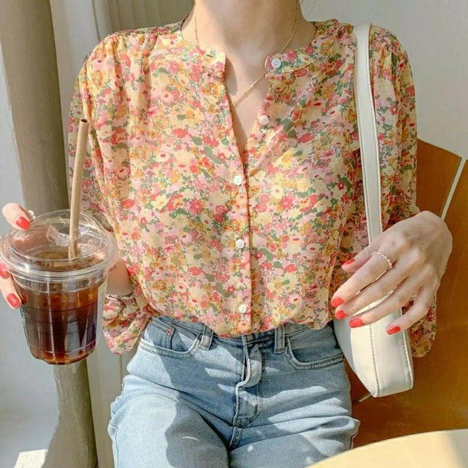 Women Floral Chiffon Blouse