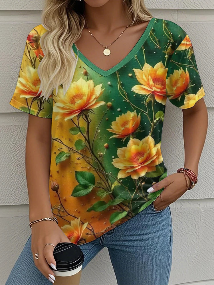 Women's T-Shirt Floral Pattern 3D