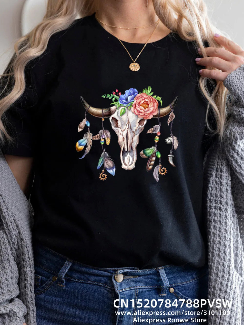 Flower Butterfly Women Print T-shirt