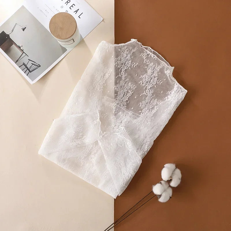 New Women Floral Lace Shirt