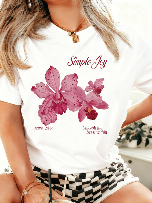Vintage Floral Women Summer Print T-shirt