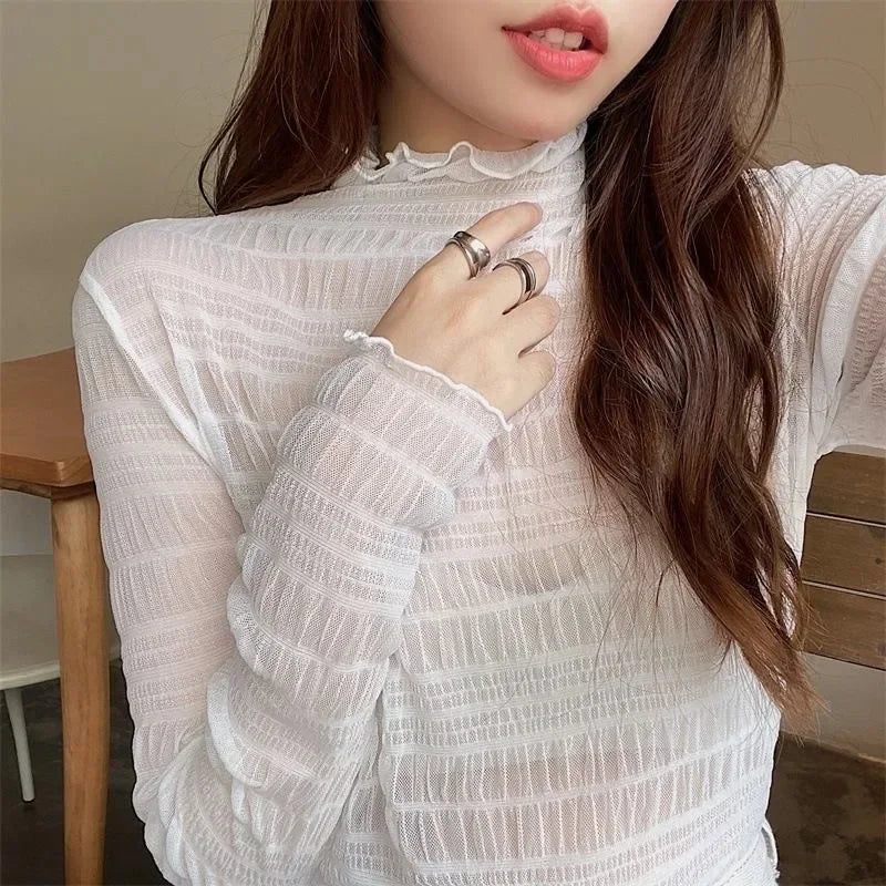 New Women Floral Lace Shirt
